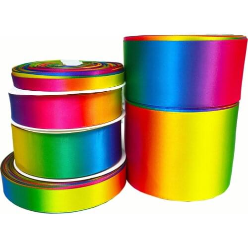 5Yards/roll Satin Double-sided Rainbow ribbons Gift Wrapping DIY handmade Christmas/New Year/wedding gift/Party Decor
