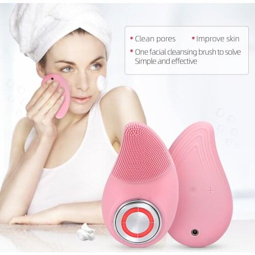 Mini Electric Facial Cleansing Brush Ultrasonic Silicone Face Cleaner Deep Pore Cleaning Skin Massager Face Cleaner Brush Device