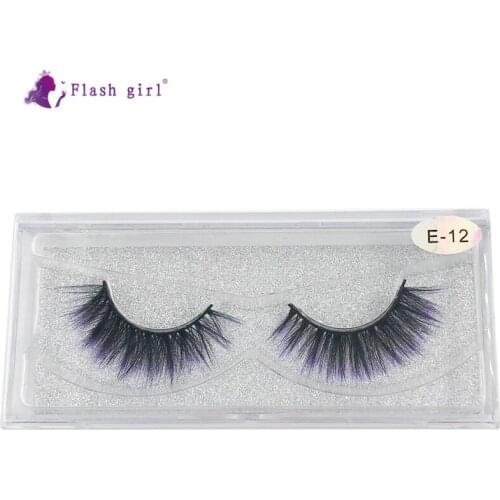 Flash Girl 3D Mink False Eyelashes E-12 Fluffy Thick Colorful Full Strip Lashes Reusable Natural Long Eyelash Extension Makeup