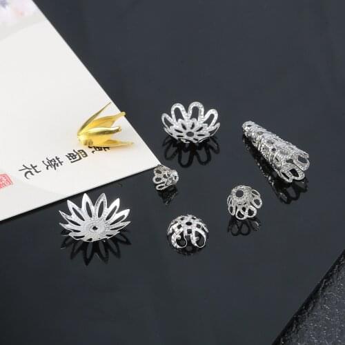Jewelry Findings Spacer Beads Hollow Flower Torus Beads Caps For Jewelry Making Components End Caps DIY Earring Charms Necklace