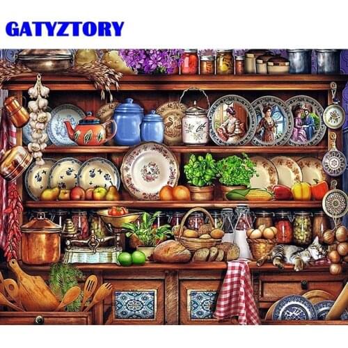 GATYZTORY Kitchen Fruits Bowl Food Oil Painting Drawing On Canvas HandPainted Painting Art Picture For Room Home Decoration