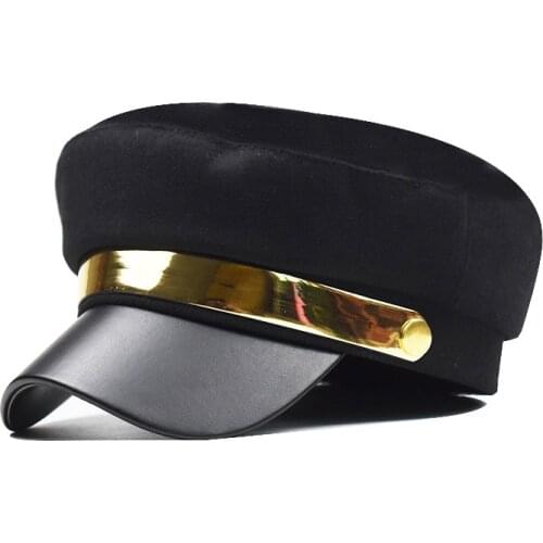 Womens Hat Flat Cap Military Cap Spring Autumn Cotton Octagonal Cap Solid Color Flat Top Military Hats Young Student Hat Female