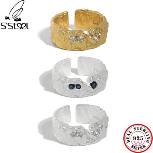 SSTEEL Sterling 925 Silver Zircon Rings Gifts For Women Minimalist Designer Matching Vintage Wedding Open Rings 2021 Jewelry