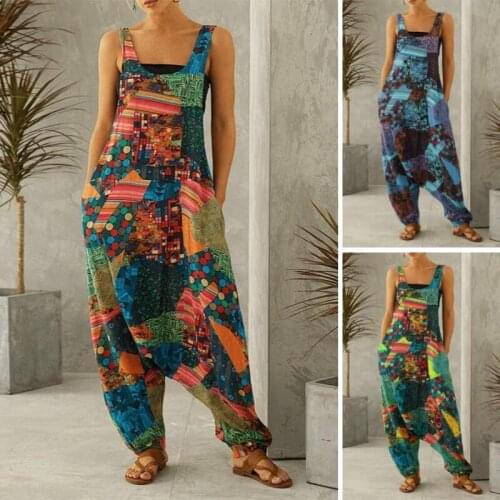 Fashion Women Summer Harem Overall Jumpsuit Vintage Sleeveless Straps Trouser Jumpsuit Casual Rompers Jumpsuit For Women