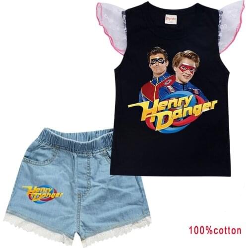 Kids Henry Danger Clothing Sets Summer New Style Brand Baby Girls Clothes short Sleeve T-Shirt+Pant Dress 2Pcs Children Clothes