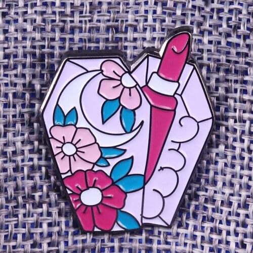 Beautiful floral lipstick enamel pin feminist pin Valentine gift women shirt jackets accessory