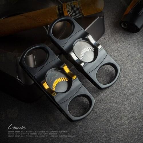 LUBINSKI Stainless Steel Cigar Cutter Big Ring Sawtooth Hole Cigarette Scissor Dual Sharp Portable Tobacco Tool For Cohiba