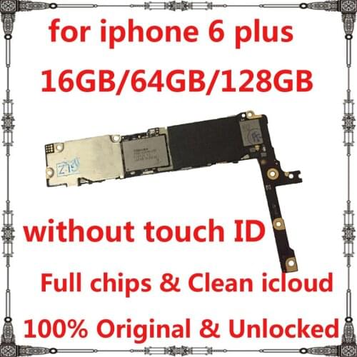 Clean icloud Motherboard for iphone 6 plus 6p without Touch ID 16GB 64GB 128GB 100% Original unlocked for iphone 6plus Mainboard