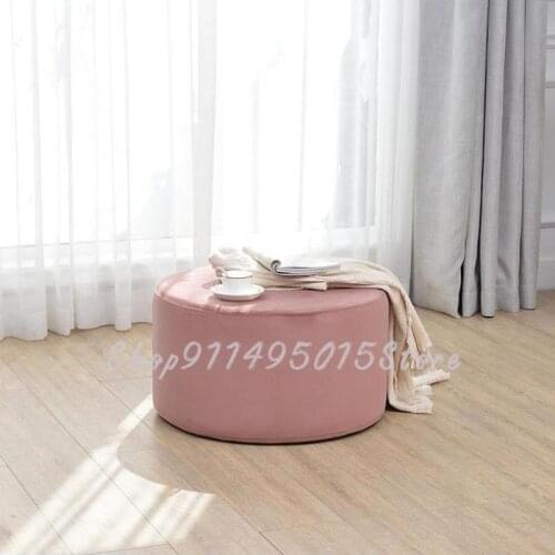 Fashion Creative Sofa Stool Fabric Small Stool Household Round Stool Living Room Small Bench Solid Wood Footstool Sitting Pier