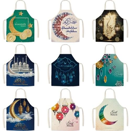 Muslim halal Ramadan cotton and linen apron kitchen sleeveless work half-length apron