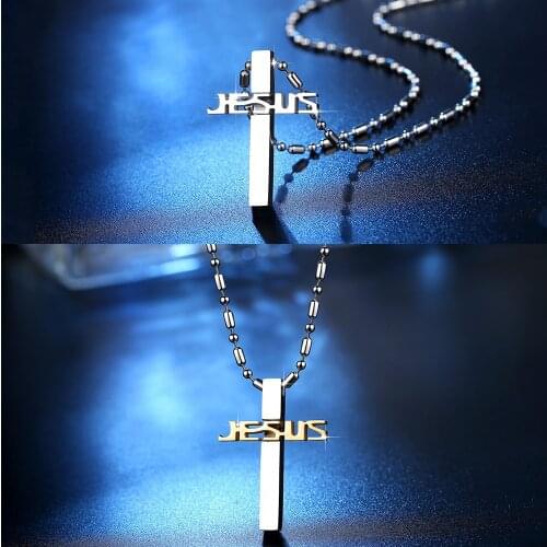 Faith Jesus Cross Men’s Necklace Stainless Steel Bead Chain Neck Of Chain Charm Male Accessories Jewelry цепь на шею 2021 New