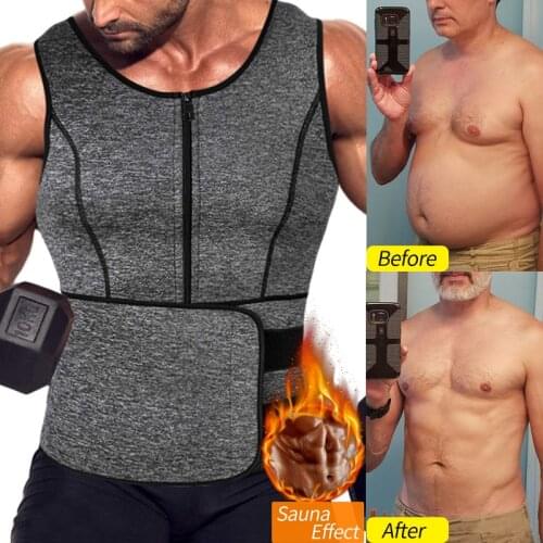 Sauna Waist Trainer Vest for Men Sweat Suit Double Tummy Control Belly Trimmer Belts Neoprene Workout Upper Body Shaper