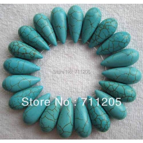 Wholesales 100pcs ,12x26mm Blue Turquoises Waterdrop loose beads ,Min.Order $10, provide mixed wholesale for all items