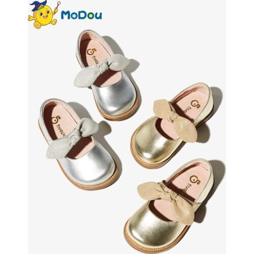 Mo Dou 2021 Autumn New Arrival Kids Genuine Leather Shoes Girls Party Stage School Soft Sole Princess Dress Children Shoes