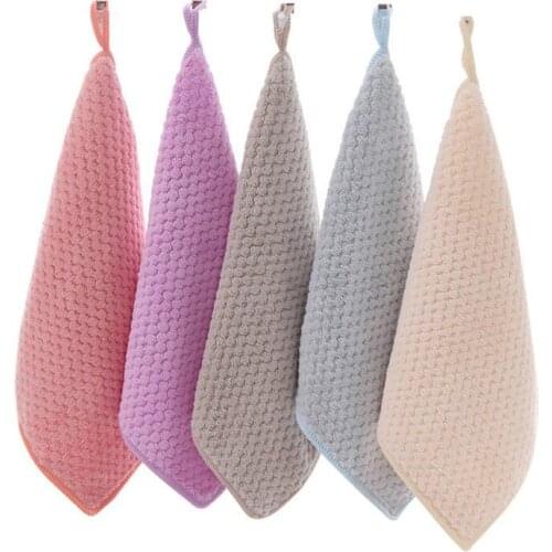 Pineapplet Coral Fleece Kitchen Towel Strong Absorption Pineapple Coral Velvet Washing Room Handkerchief Hand Towel 25x25cm