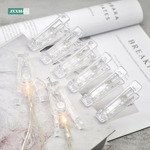 Plastic Photo Clip Transparent photo hanging clip led light string diy craft decoration clip clothespin party home decoration
