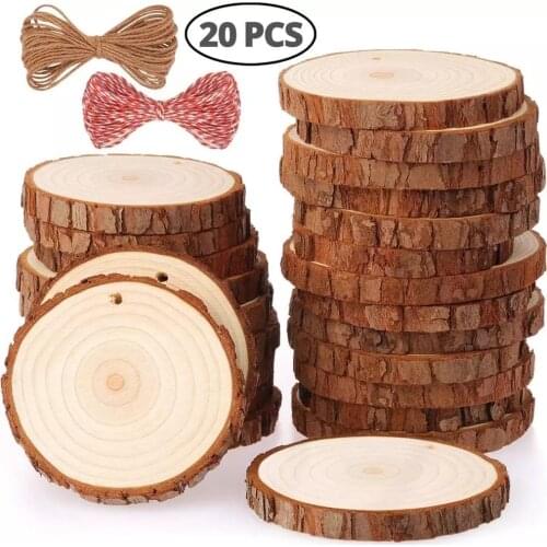 Natural Pine Round Unfinished Wood Log Slice Disc Craft Coaster Kit Hole Wooden Circles Tree Slices for Arts DIY Christmas Welt