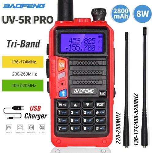 NEW BaoFeng Tri-Band UV-5R Pro Walkie Talkie 8W High Power Portable Two Way Radio HF FM Transceiver UV 5R Upgrade CB Ham Radio