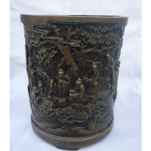 Rare Qing Dynasty(Qianlong:1736-1795)copper brush pot