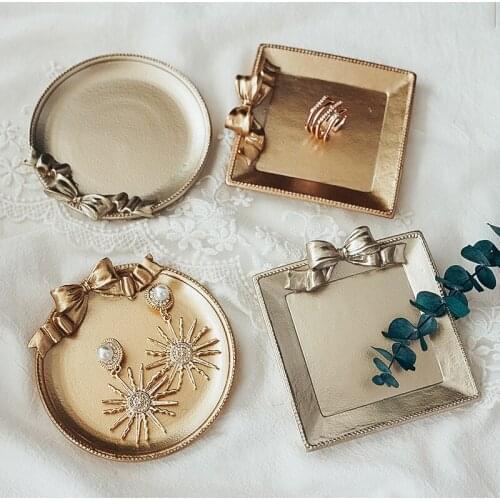 Rose Gold Retro Tray Nordic Style Decoration Jewelry Tray Jewelry Photo Background INS Photo Props Home Room Decoration