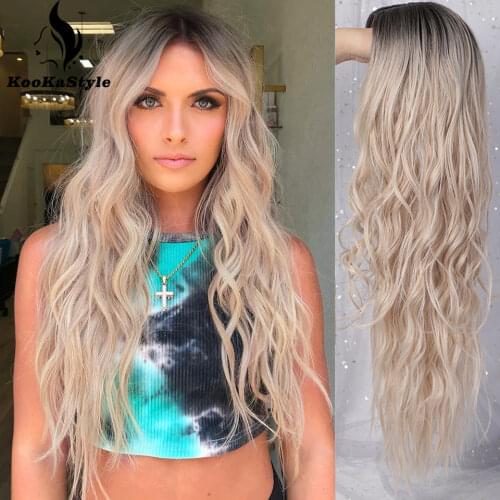 AISIBEAUTY Long Wavy Wigs for Women Synthetic Wigs Omber Blonde/Red Wigs Middle Part Heat Resistant Fiber 13colors Avaliable