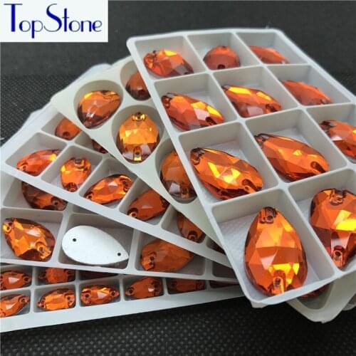 Teardrop Sew On Rhinestones Hyacinth Orange Droplet Sewing Glass Crystal Stones Dress garment making 7x12 11x18 13x22 17x28mm