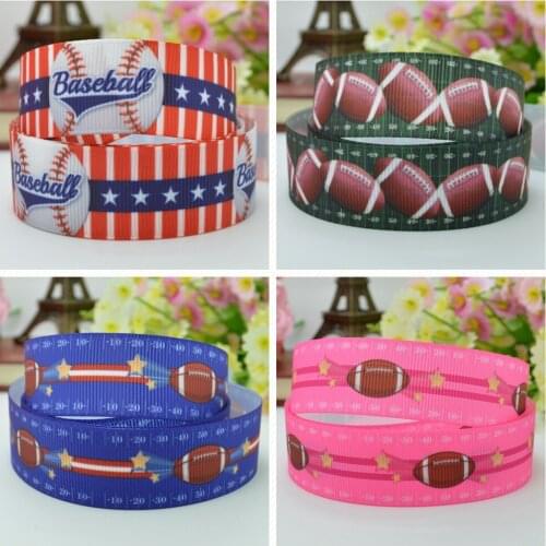 SUPWRF 16 22mm 38 50 75mm football sports Printed grosgrain ribbon hair bow DIY hair accessories decoration 50 Yards B0929