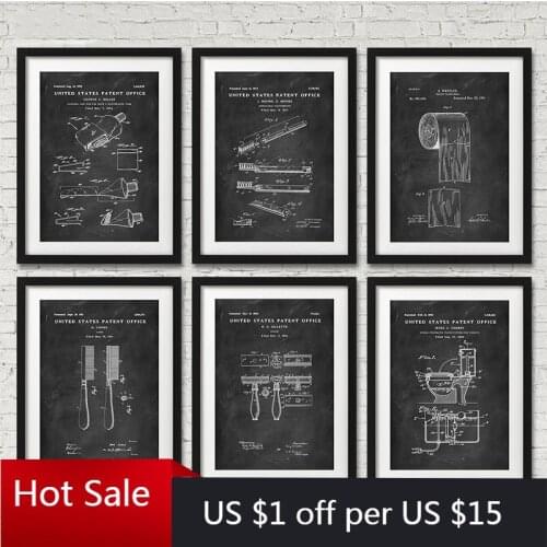 Water Closet Toothpaste Toilet Paper Patent Funny Canvas Painting Poster Vintage Print Wall Art Picture Modern Bathroom Decor