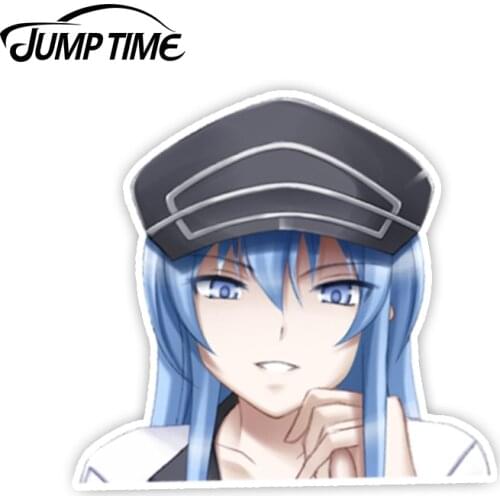 Jump Time 13cm x 12.3cm Akame Ga Kill! Peeker Anime Decal Funny Car Stickers Vinyl Decor Car Window Bumper Kawii Sexy Girl