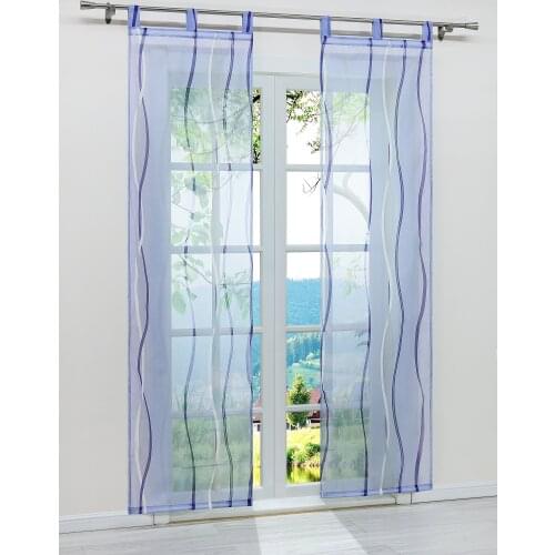 2PCS 6 Colors Window Curtain Stripe Panel Voile Sheer Drapes Blinds Tulle for Living Room Home Decoration Tab Top