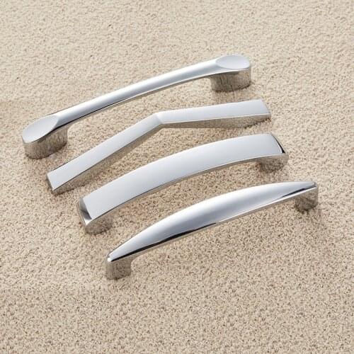 Mirror Zinc Alloy Silver Drawer Cupboard Handle Kitchen Cabinet Pull Modern Closet Furniture Hardware Dooroom Knob