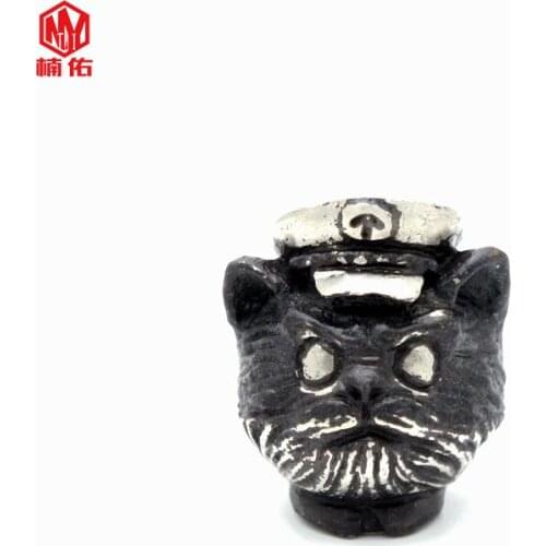 1PC White Copper Black Cat Sheriff Knife Bead EDC Paracord Bead Tool Umbrella Rope Accessories Keychain Pendant