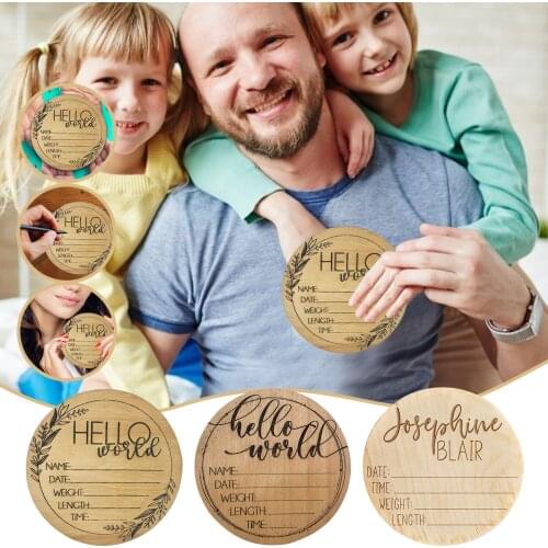 10ML Personalised World Birth Announcement Sign plaque keepsake Wooden Plaque For Baby Name And Birth Details Reveal Sign