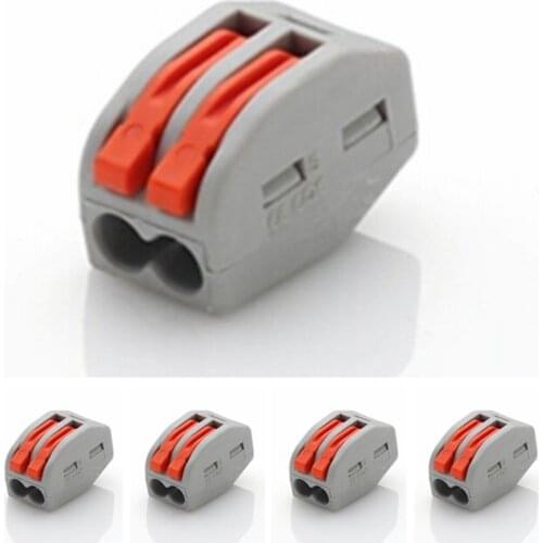 10Pcs PCT-212 0.08-2.5mm2 Universal Compact Electric Wire Wiring Connector 2 Way Conductor Terminal Block Lever Kit