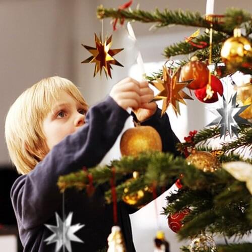 2M Gold Silver 3D Star Paper Garland Shopping Mall Wind Banner Garland Home Christmas Birthday Party DIY Decoration