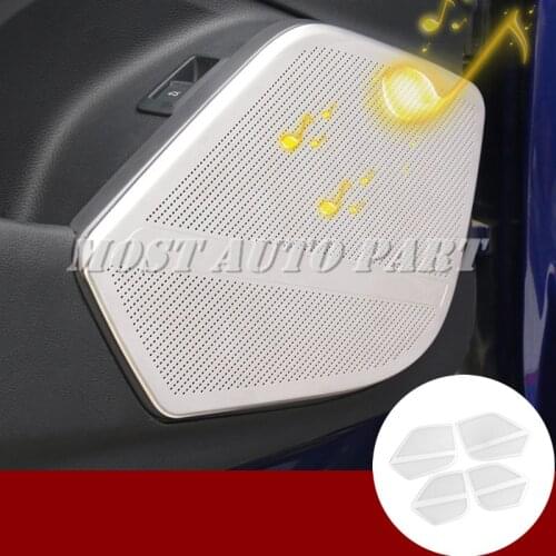 Stainless Steel Interior Car Door Speaker Frame Trim Cover For Audi Q5 2017-2020 4pcs Car accesories interior Car decoration