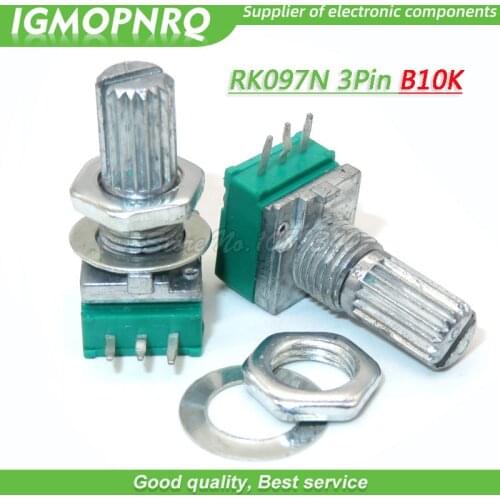 5PCS RK097N 10K single linked B10K with a switch audio 3pin shaft 15mm power amplifier sealing potentiometer IGMOPNRQ