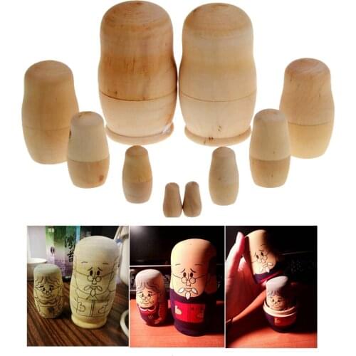 5x Unpainted DIY Blank Wooden Embryos Russian Nesting Dolls Matryoshka Toy