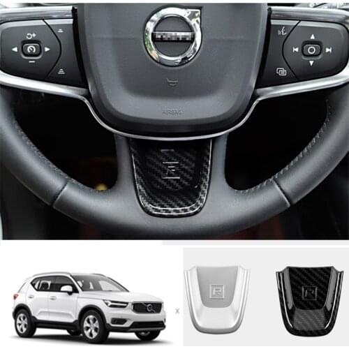 ABS Carbon Fiber Car Steering wheel Stickers For VOLVO XC40 2018 2019 2020 Auto Steering Wheel Panel Molding Cover Kit Trim