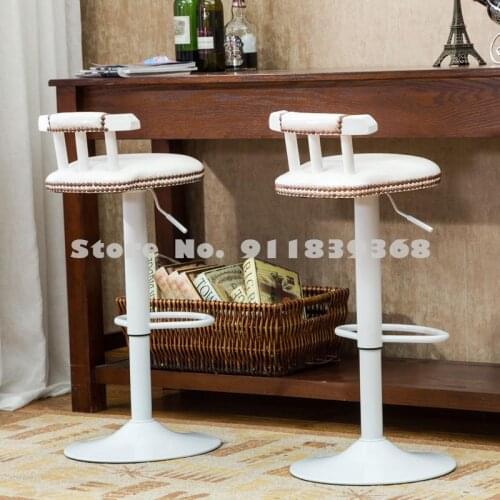 Bar Chair Solid Wood Bar Chair Lifting Rotary Bar Stool Retro Front Desk High Footed Stool American Bar Chair