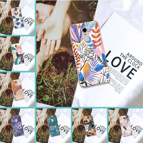 For Xiaomi Redmi S2 6A 5 Plus 4A Phone Case Ultra thin Pocophone F1 Redmi Note 4 4X 5 5A 6 Pro Prime Cover Flower Leaf Silicone