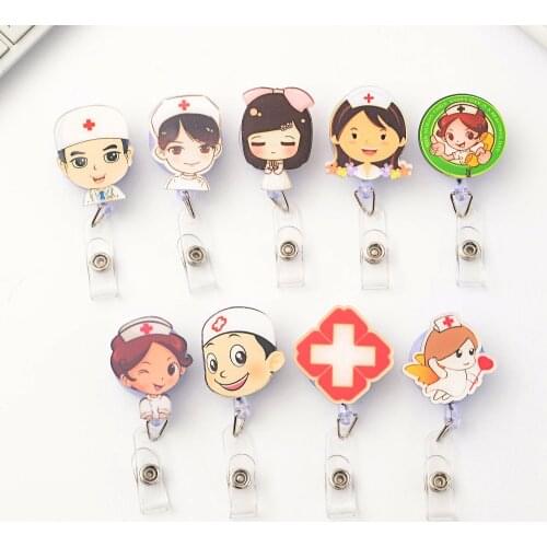 Kawaii Cartoon Retractable ID Name Card Holders Nurse Badge Holder Office Student Exhibition Card Holders Reel Badge Supplies