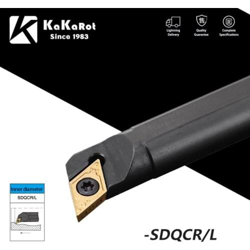 KaKarot Internal Turning Tool Holder SDQCR S08K-SDQCR07 S16Q-SDQCR11 S32T-SDQCR1 1Carbide Inserts SDQCL Lathe Cutting Tool