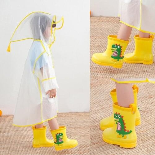 Kids Fashion Cartoons Rain Boots Girls Boys Children Non-slip Shoes Rainboots Loverly Waterproof Overshoes Water Rubber Shoes