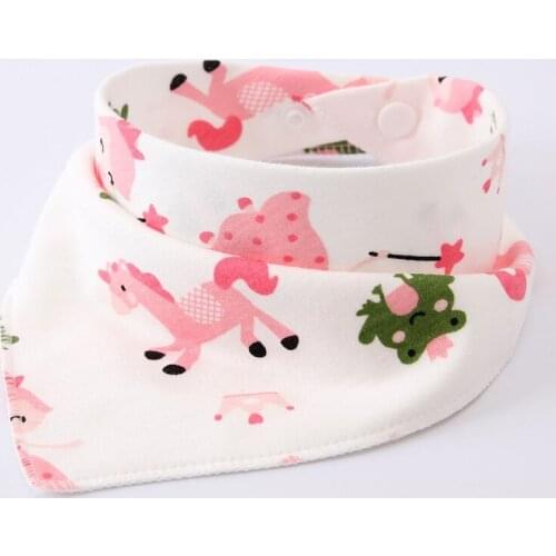 D0AF Double-Layer Snap Baby Bibs Triangle Infant Saliva Towel Drool Bibs for Toddler