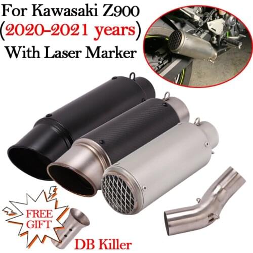 Slip On Motorcycle Carbon Fiber Exhaust Muffler Modified Escape DB Killer Middle Link Pipe For Kawasaki Z900 A2 Z900E 2020 2021