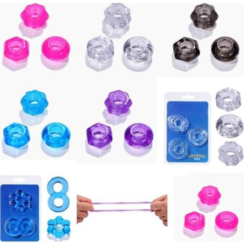 3PCS Silicone Cock Ring Delay Ejaculation For Men Couple Sexual Toy Adult Sex Lock Mens Ring Penis Enlargement Erection