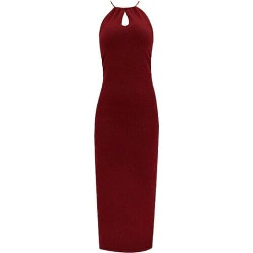 Red Neck Halter Strap Party Dress Female Summer 2021 New Hepburn Style Improved Cheongsam Sexy Knitted Dresses Chinese Fashion