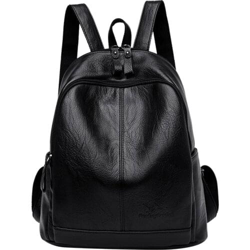 Fashion Leather Backpack For Women Shoulder Bags Large Capacity School Bags for Teenage Girls Light Ladies Travel Backpack