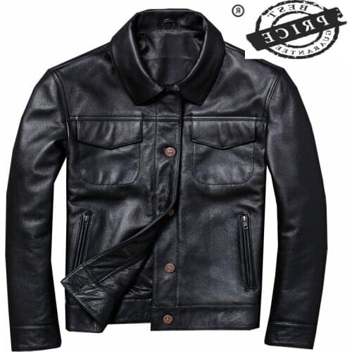 Real Leather Jacket Men Clothes 2021 Streetwear Fashion Mens Cow Leather Short Coat Slim Fit Genuine Leather Coats 1a61a